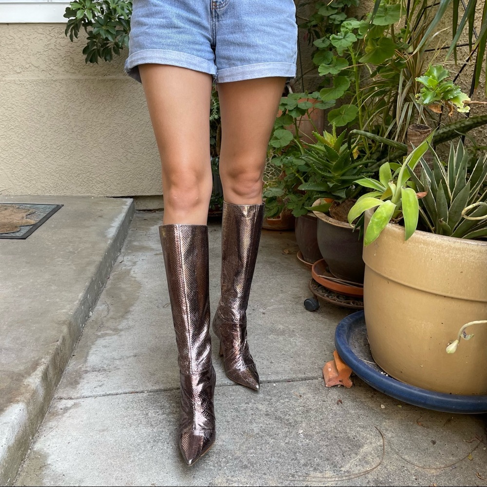 Bronze Jimmy Choo watersnake skin/leather boots in original box - Picture 8 of 16